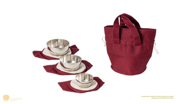 Beutel und Taschen-Set für Zen-Klangschalen - Farbe beige, Set Zen